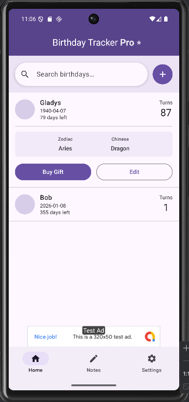 Birthday Tracker Pro Screenshot 1